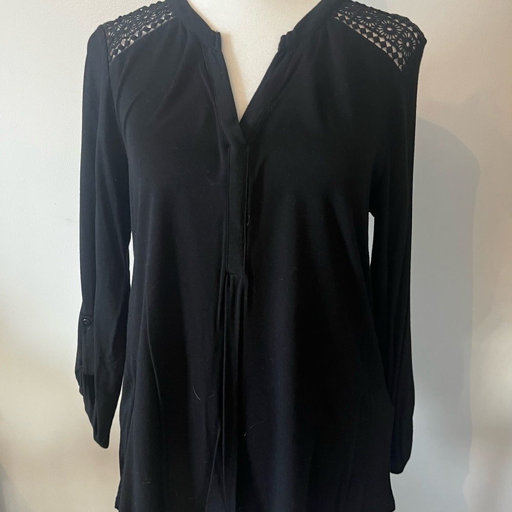 Cable & Gauge Black Lace Detail Blouse